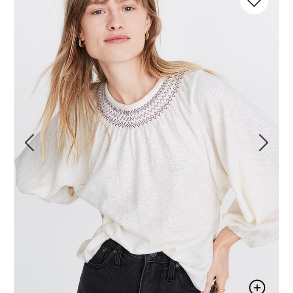 Madewell Superlight Embroidered Smocked Top - Picture 2 of 7